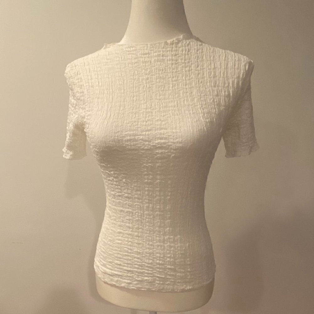 NWT Women's Zara White Short Sleeve Shirt Size Small